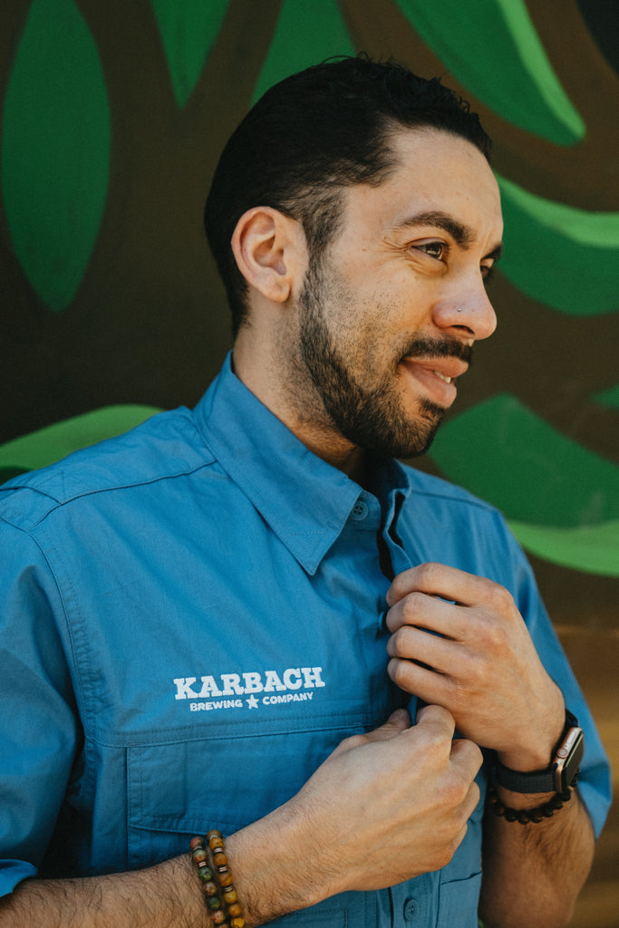 Eddie Bauer Fishing Shirt Blue – Karbach Brewing Co.